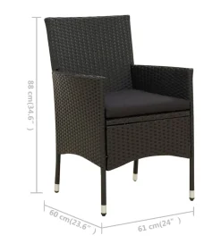 New 5-delige Tuinset met kussens poly rattan zwart Tuinmeubelen