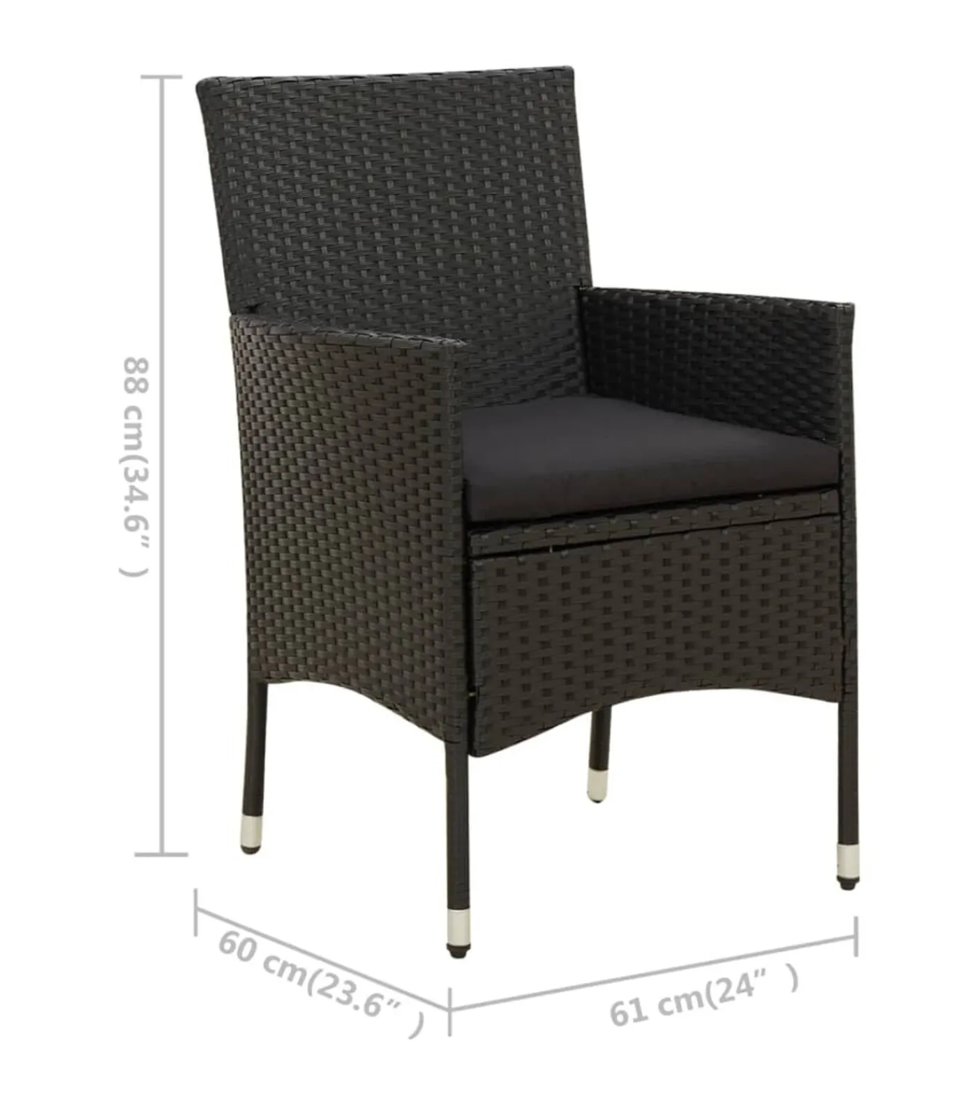 New 5-delige Tuinset met kussens poly rattan zwart Tuinmeubelen