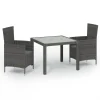 New 3-delige Tuinset met kussens poly rattan grijs Tuinmeubelen
