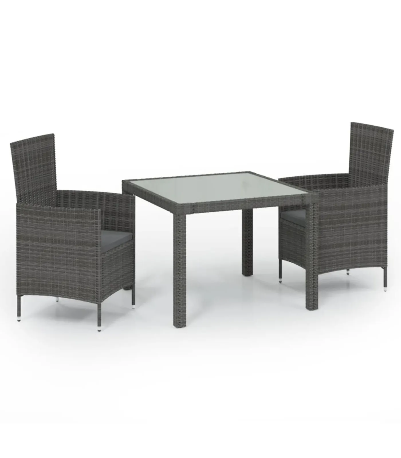 New 3-delige Tuinset met kussens poly rattan grijs Tuinmeubelen