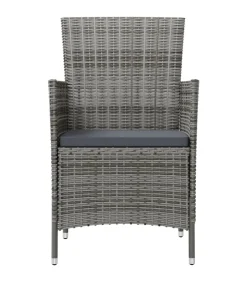 New 3-delige Tuinset met kussens poly rattan grijs Tuinmeubelen