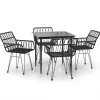 5-delige Tuinset poly rattan zwart Tuinmeubelen
