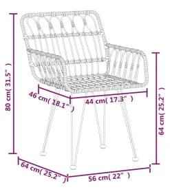 5-delige Tuinset poly rattan zwart Tuinmeubelen
