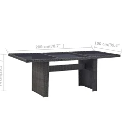 Hot 7-delige Tuinset poly rattan zwart Tuinmeubelen