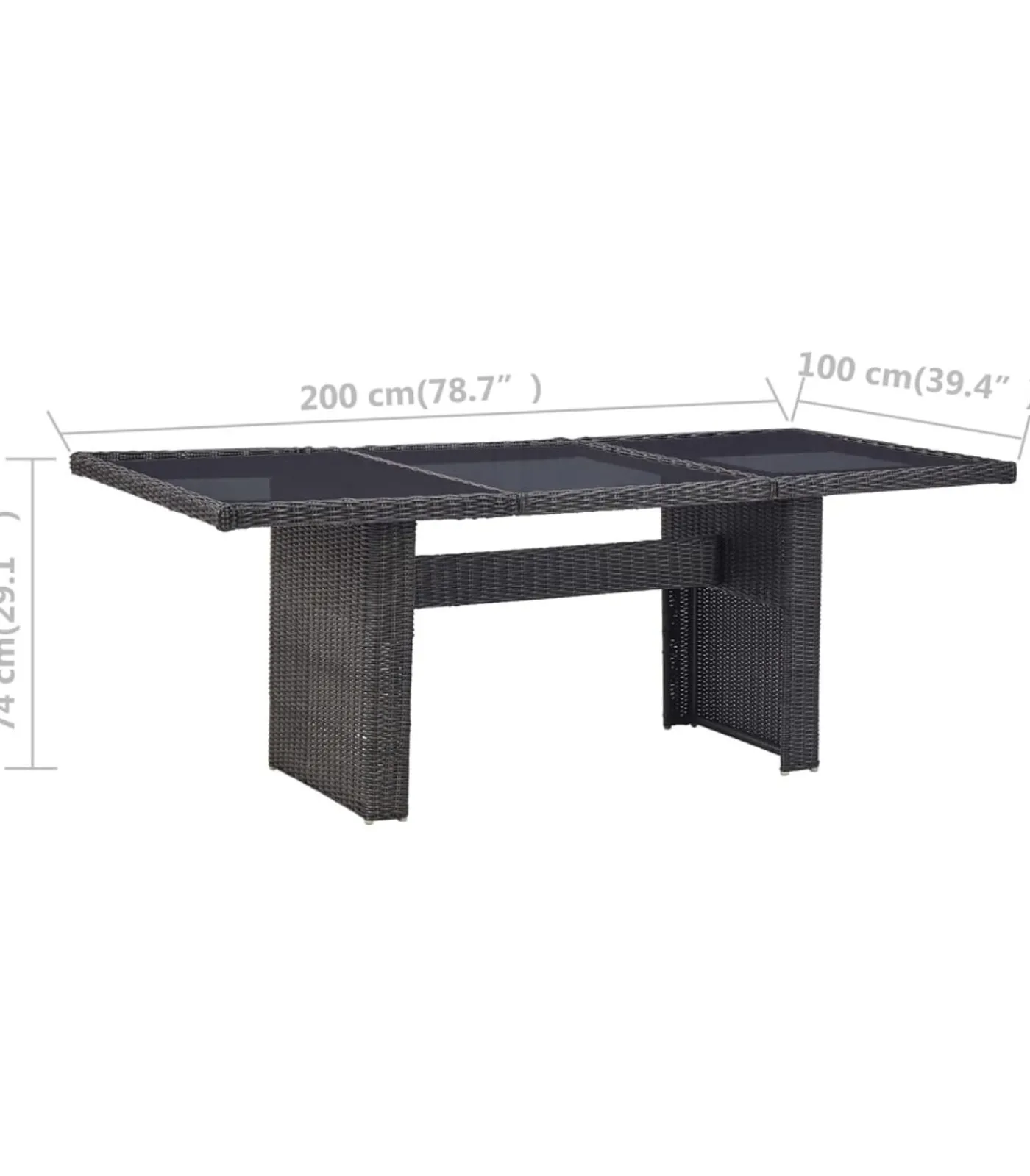 Hot 7-delige Tuinset poly rattan zwart Tuinmeubelen