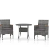 Clearance 3-delige Tuinset poly rattan grijs Tuinmeubelen