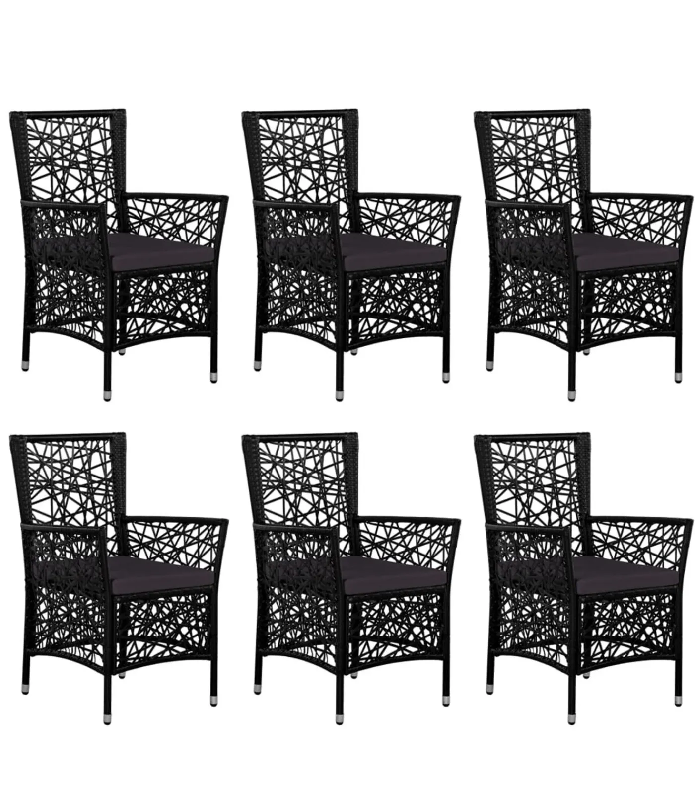 Online 7-delige Tuinset poly rattan zwart Tuinmeubelen