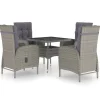Online 5-delige Tuinset poly rattan en glas grijs Tuinmeubelen