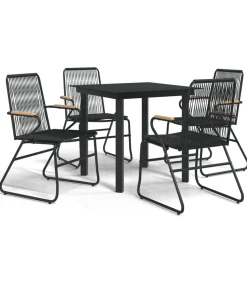 Sale 5-delige Tuinset PVC-rattan zwart Tuinmeubelen