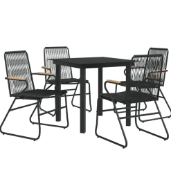 Sale 5-delige Tuinset PVC-rattan zwart Tuinmeubelen