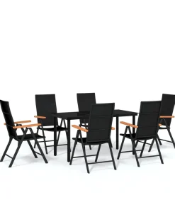 Hot 7-delige Tuinset zwart Tuinmeubelen