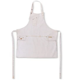 Online Denim - Hoogwaardig - Indigo jeans - Barbecue - BBQ - Keukenschort - 5 zakken - Wit/Goud Keuken- & Tafellinnen