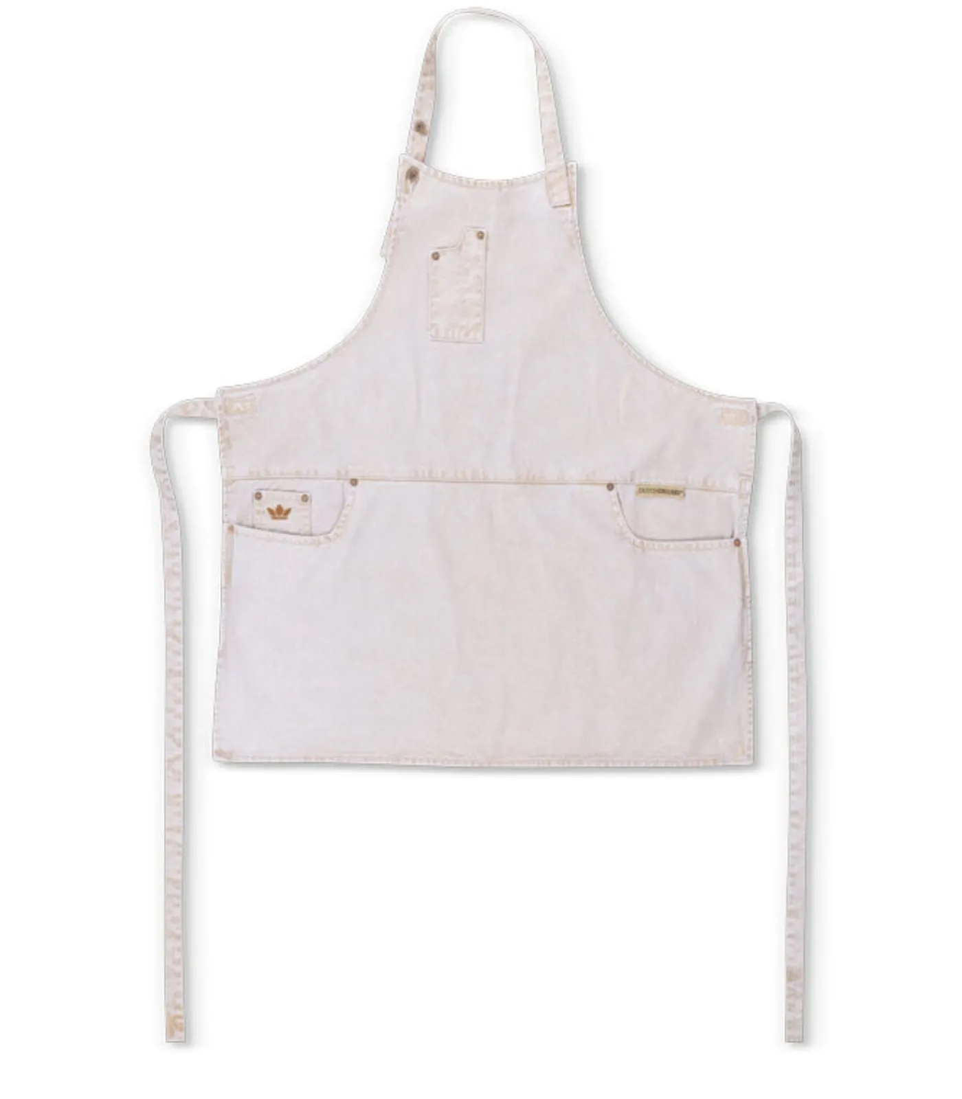 Online Denim - Hoogwaardig - Indigo jeans - Barbecue - BBQ - Keukenschort - 5 zakken - Wit/Goud Keuken- & Tafellinnen