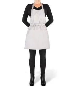 Online Denim - Hoogwaardig - Indigo jeans - Barbecue - BBQ - Keukenschort - 5 zakken - Wit/Goud Keuken- & Tafellinnen