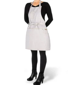 Online Denim - Hoogwaardig - Indigo jeans - Barbecue - BBQ - Keukenschort - 5 zakken - Wit/Goud Keuken- & Tafellinnen