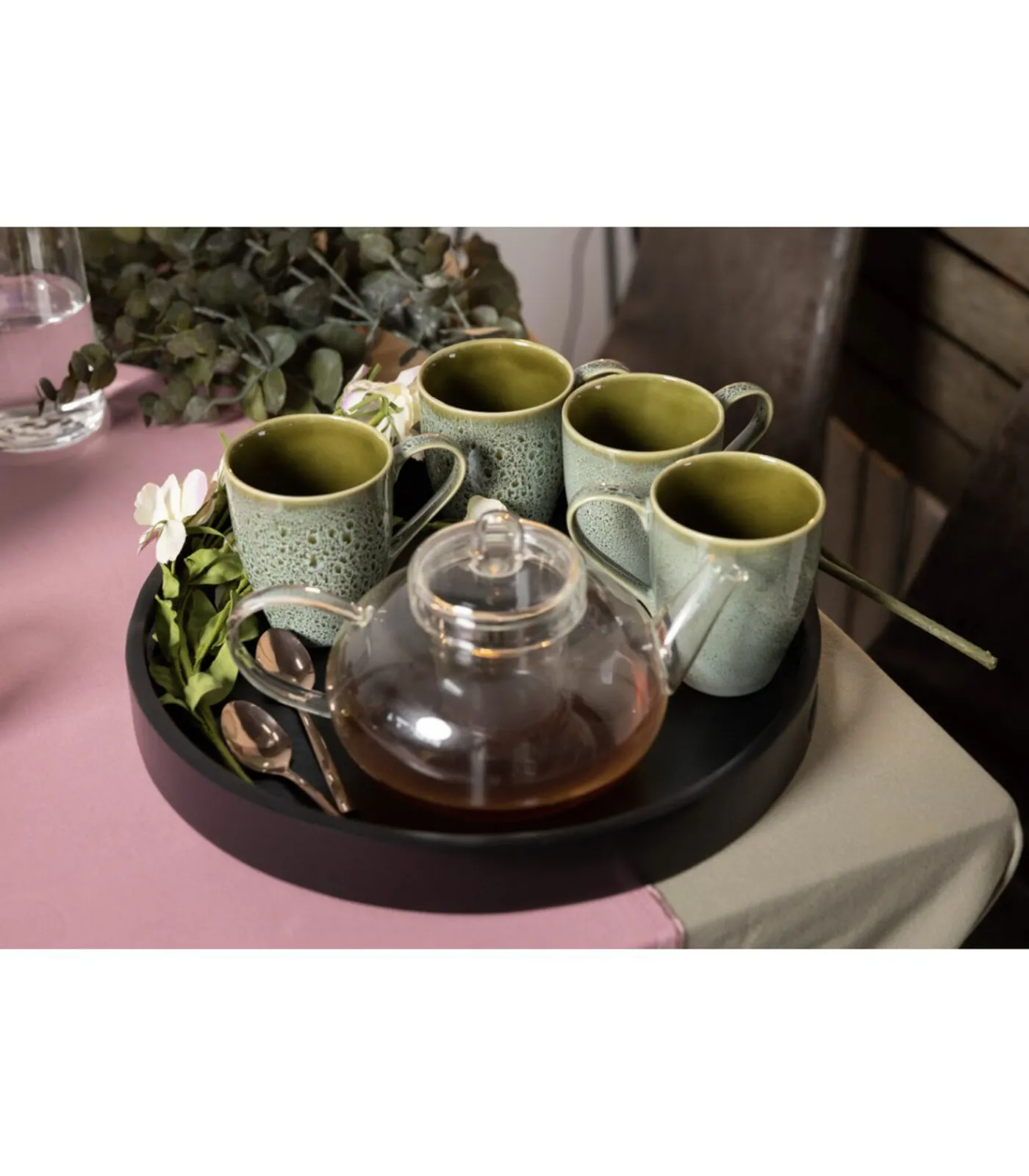 New Dienblad Acacia Zwart ø 35 cm Tafelgerei