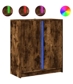 Discount Dressoir met LED 77x34x85 cm bewerkt hout gerookt eikenkleurig Meubels