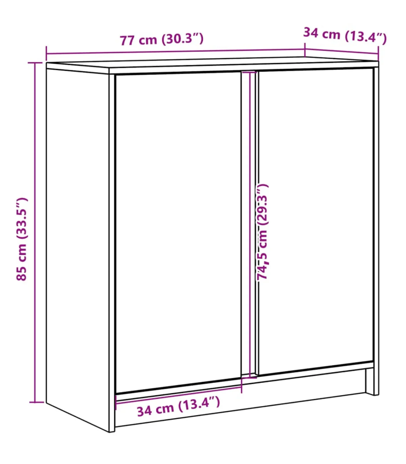 Discount Dressoir met LED 77x34x85 cm bewerkt hout gerookt eikenkleurig Meubels