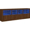 Outlet Dressoir met LED-verlichting 202x37x67 cm bruin eikenkleur Meubels