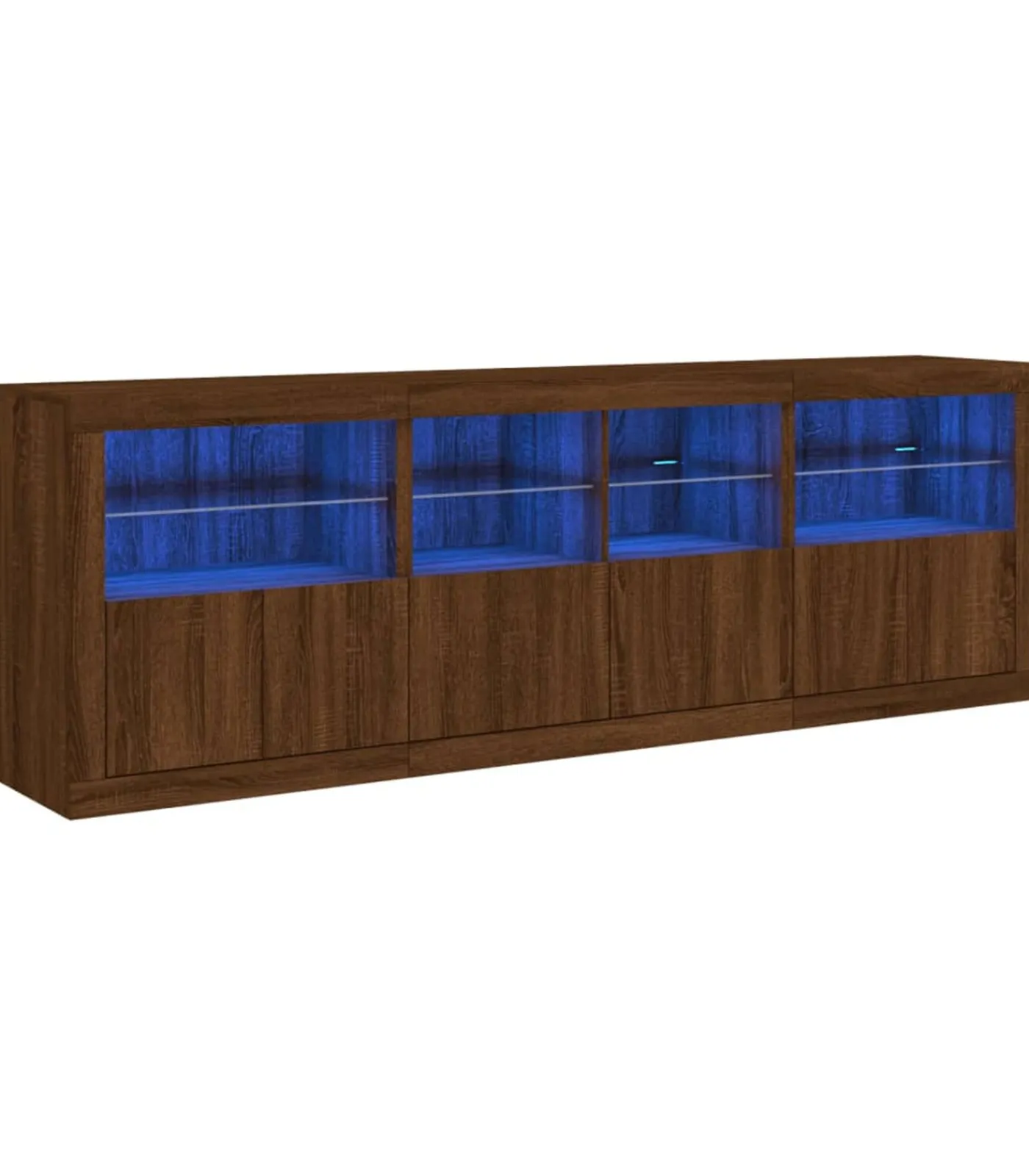 Outlet Dressoir met LED-verlichting 202x37x67 cm bruin eikenkleur Meubels