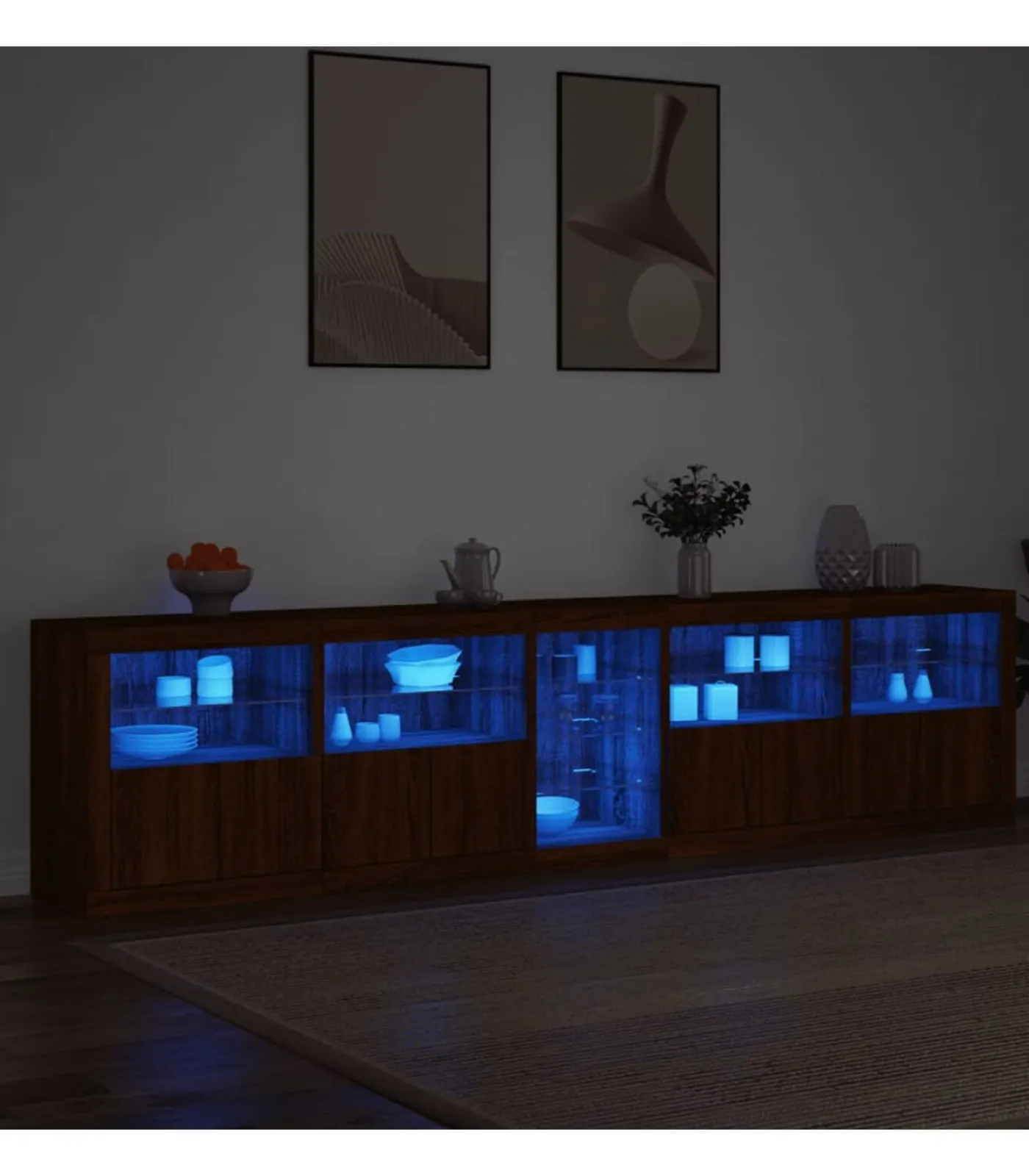 Online Dressoir met LED-verlichting 283x37x67 cm bruin eikenkleur Meubels