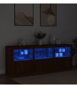 Sale Dressoir met LED-verlichting 181,5x37x67 cm bruin eikenkleur Meubels