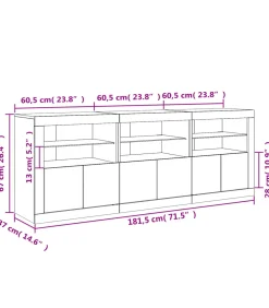 Sale Dressoir met LED-verlichting 181,5x37x67 cm bruin eikenkleur Meubels