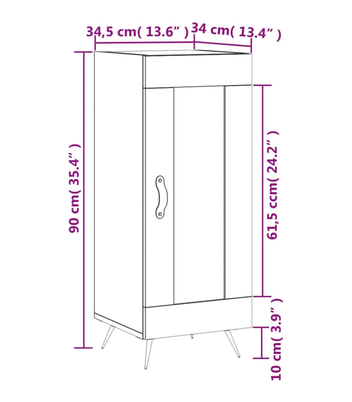 Discount Dressoir 34,5x34x90 cm bewerkt hout gerookt eiken Meubels
