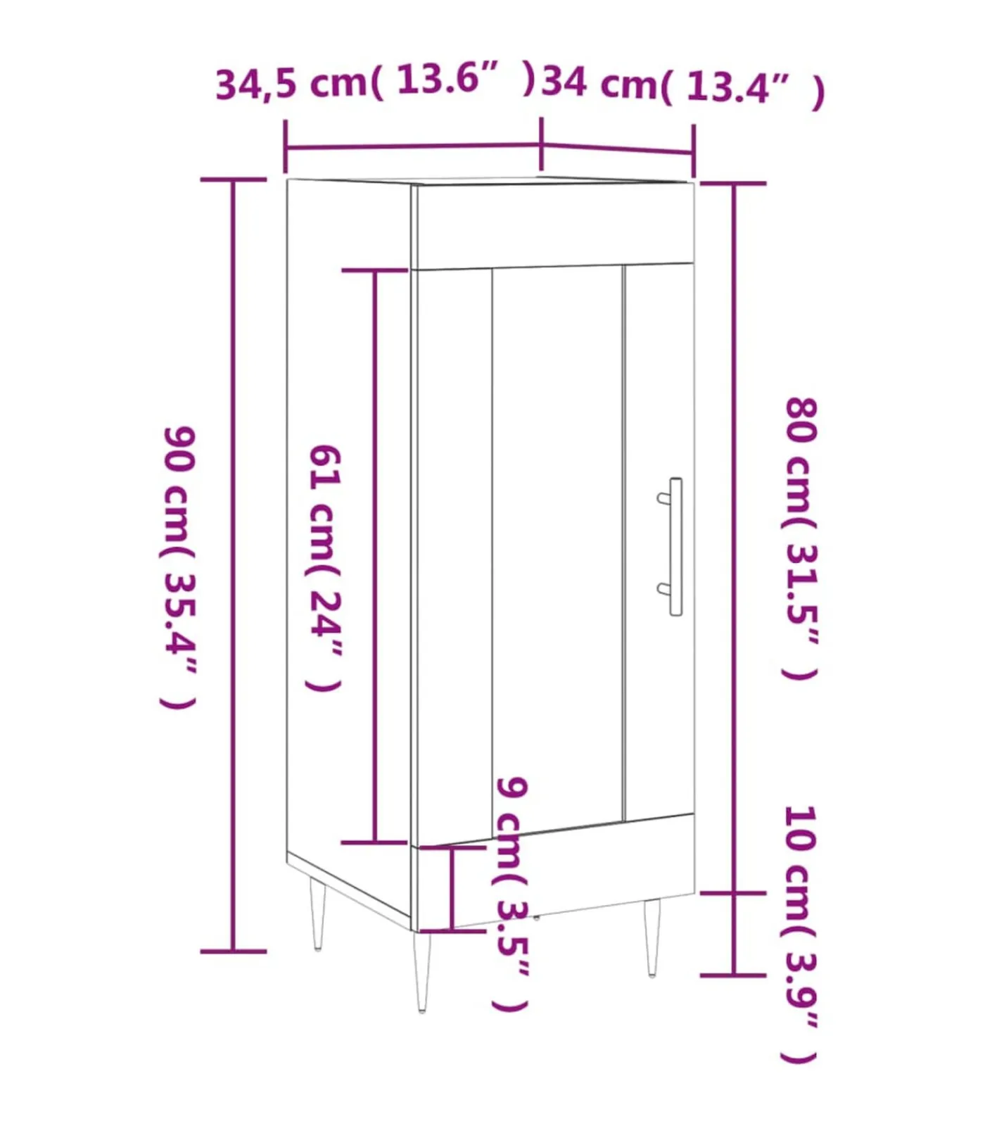 Sale Dressoir 34,5x34x90 cm bewerkt hout grijs sonoma eikenkleurig Meubels