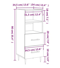 Online Dressoir 34,5x34x90 cm bewerkt hout bruin eikenkleur Meubels