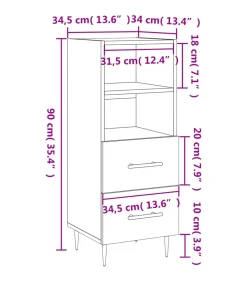 Clearance Dressoir 34,5x34x90 cm bewerkt hout gerookt eiken Meubels
