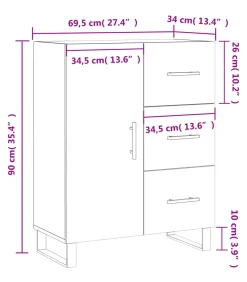 Clearance Dressoir 69,5x34x90 cm bewerkt hout wit Meubels