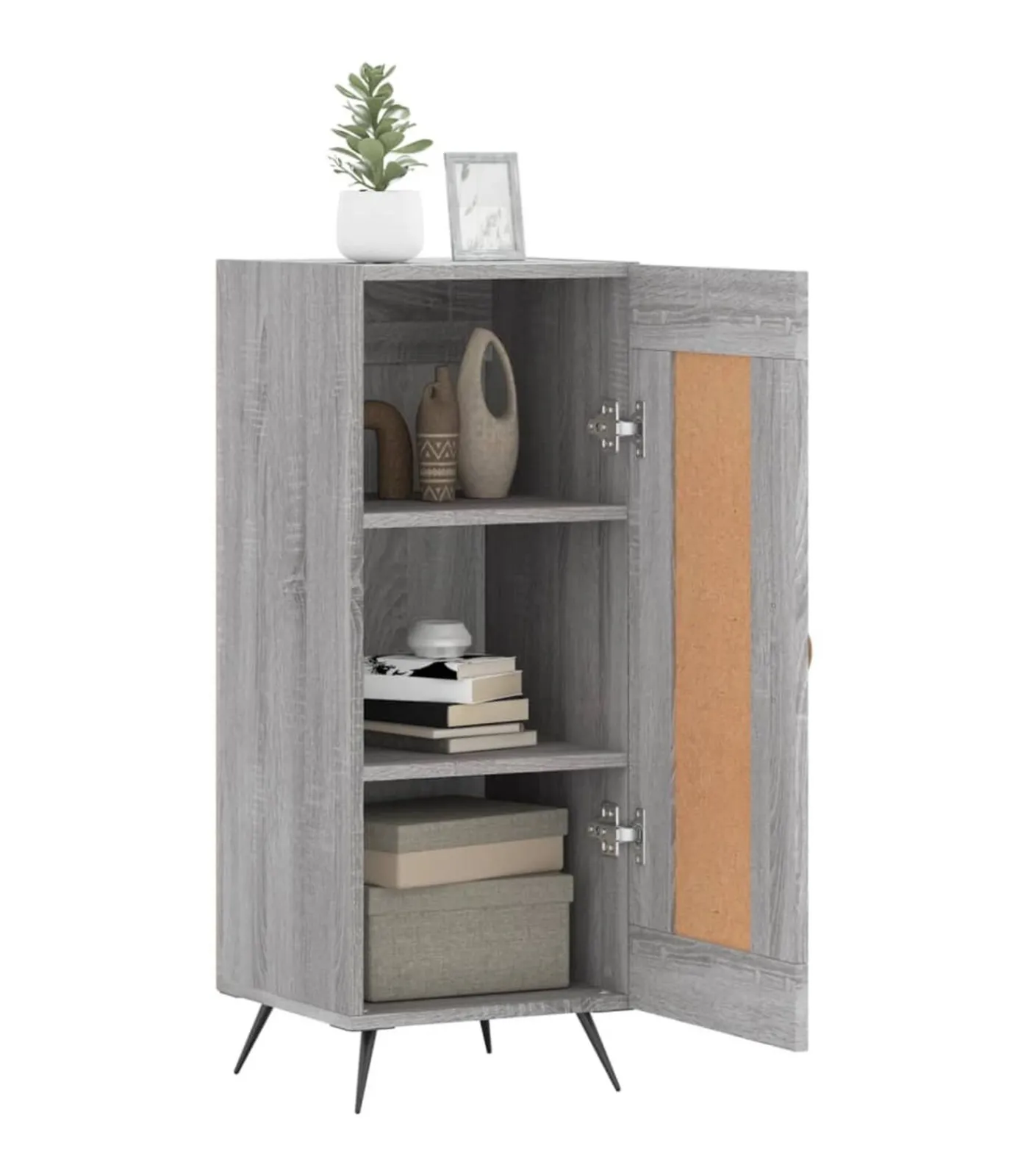 Outlet Dressoir 34,5x34x90 cm bewerkt hout grijs sonoma eikenkleurig Meubels