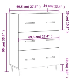 Sale Dressoir 69,5x34x90 cm bewerkt hout grijs sonoma eikenkleurig Meubels