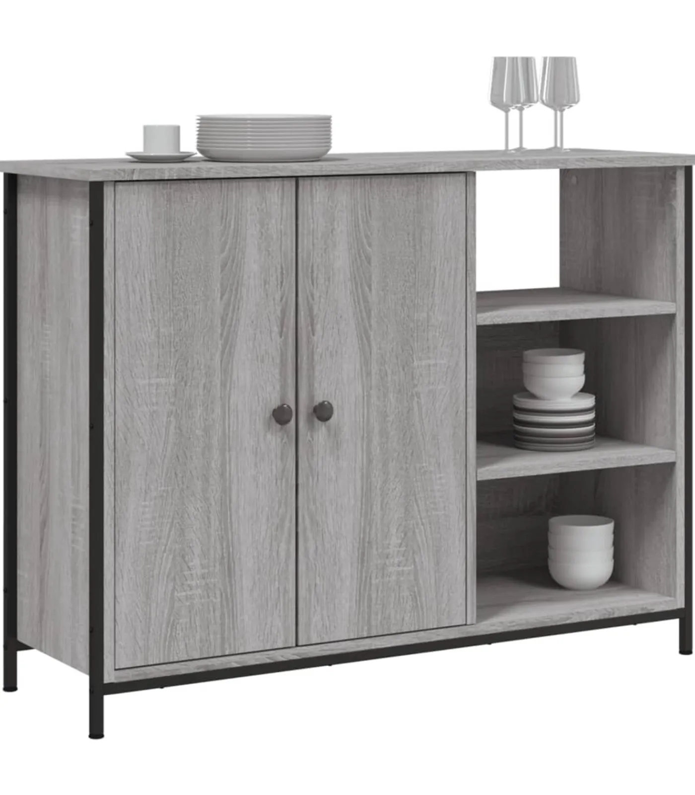 Discount Dressoir 100x33x75 cm bewerkt hout grijs sonoma Meubels