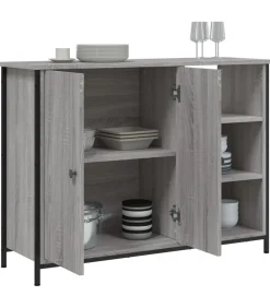 Discount Dressoir 100x33x75 cm bewerkt hout grijs sonoma Meubels