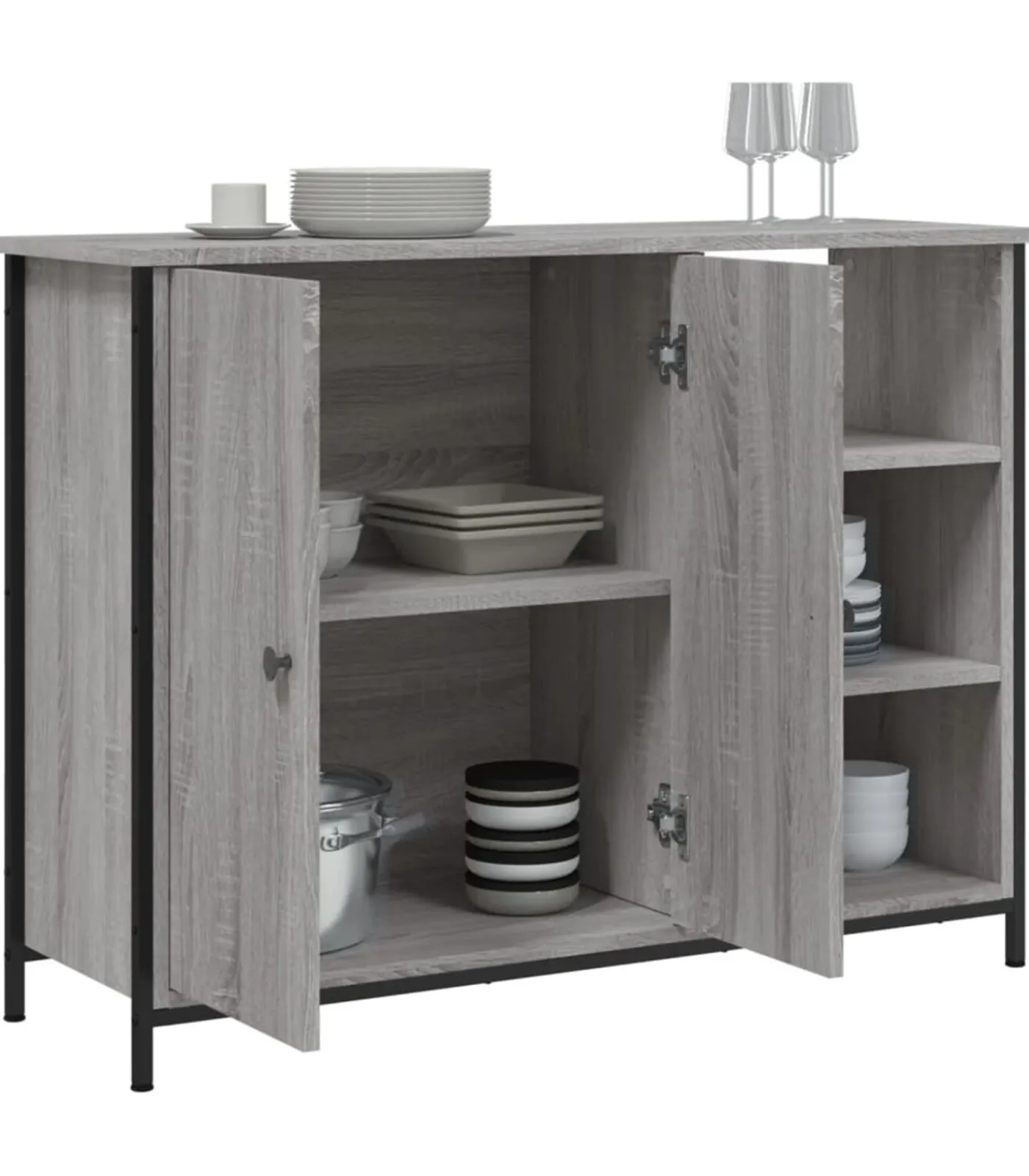 Discount Dressoir 100x33x75 cm bewerkt hout grijs sonoma Meubels