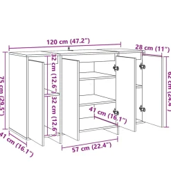 Hot Dressoir 120x41x75 cm bewerkt hout oud houtkleurig Meubels
