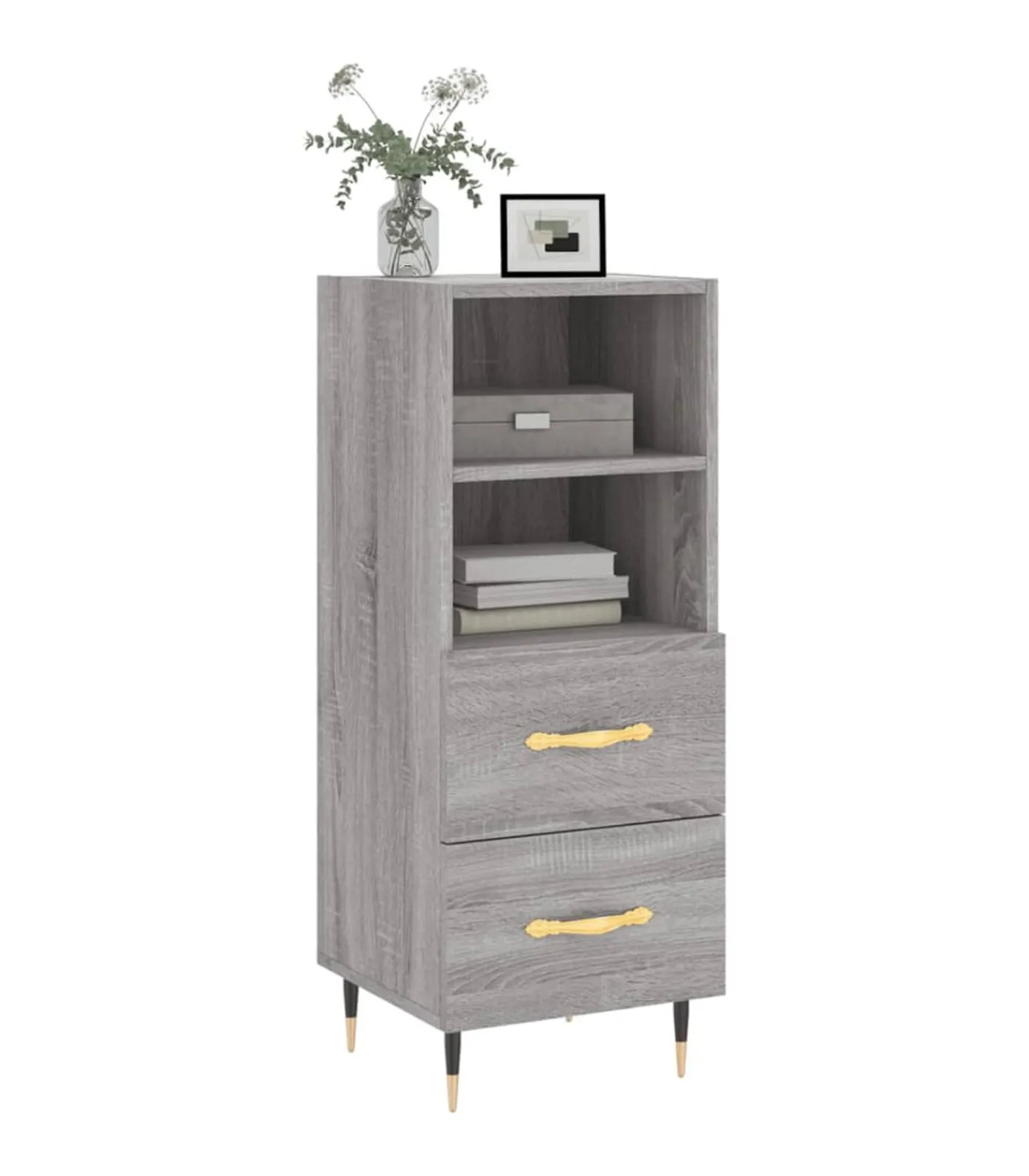 Online Dressoir 34,5x34x90 cm bewerkt hout grijs sonoma eikenkleurig Meubels