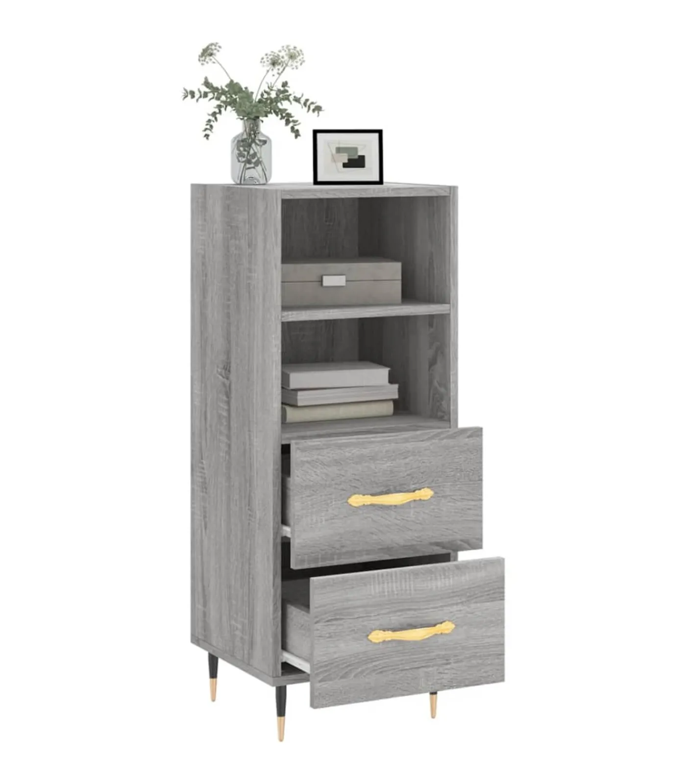 Online Dressoir 34,5x34x90 cm bewerkt hout grijs sonoma eikenkleurig Meubels