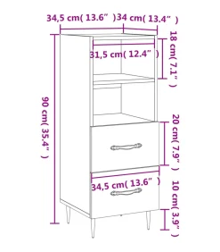 Online Dressoir 34,5x34x90 cm bewerkt hout grijs sonoma eikenkleurig Meubels