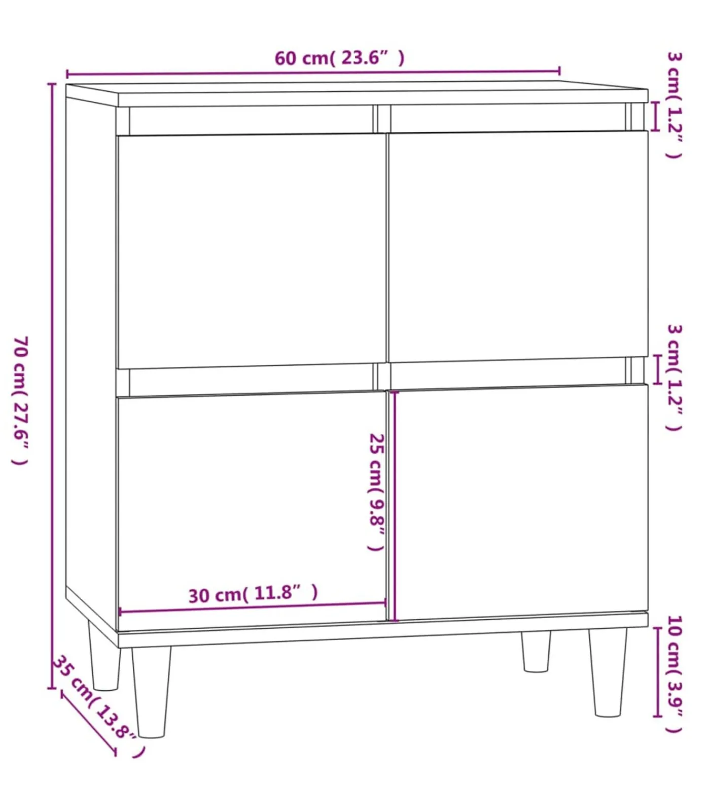 New Dressoir 60x35x70 cm bewerkt hout betongrijs Meubels