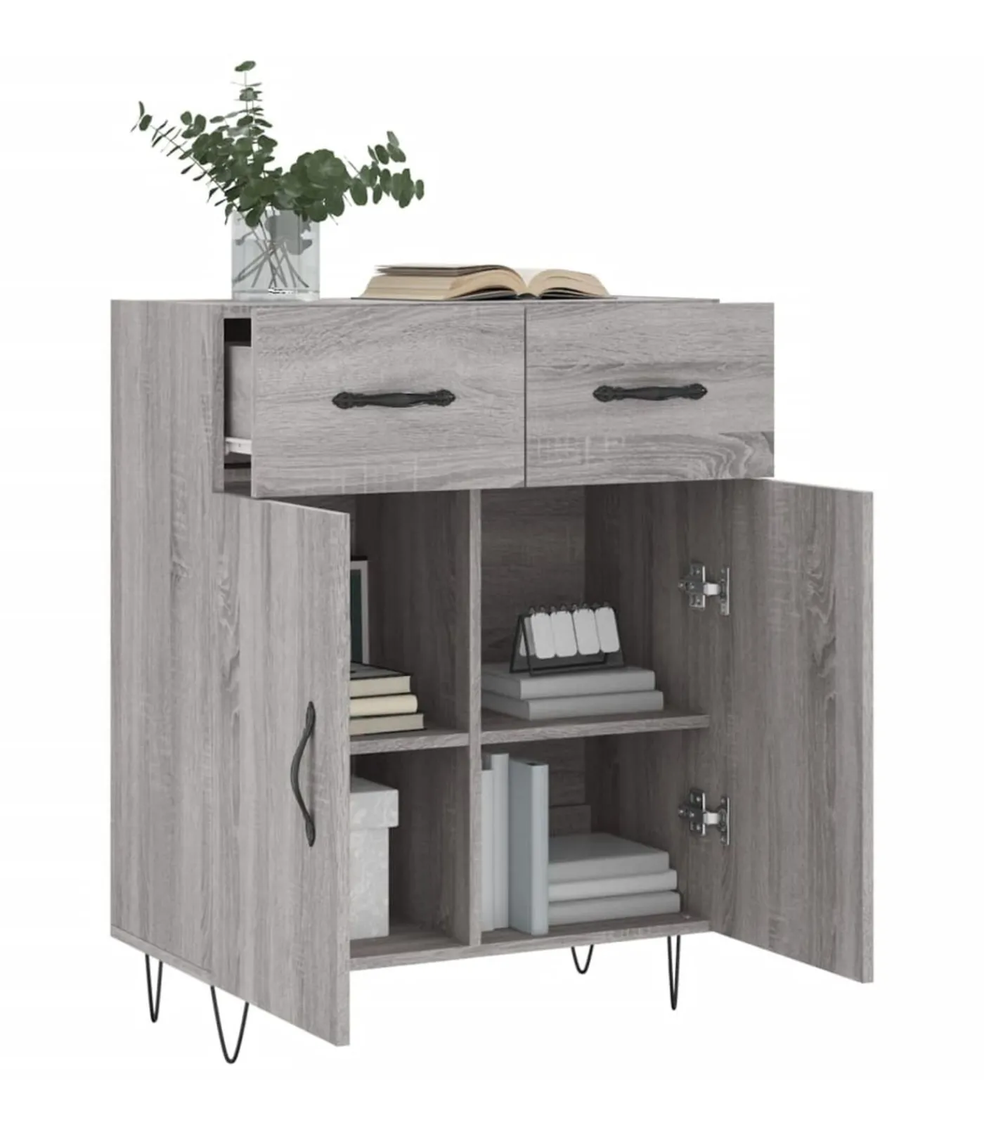 Dressoir 69,5x34x90 cm bewerkt hout grijs sonoma eikenkleurig Meubels