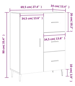 Dressoir 69,5x34x90 cm bewerkt hout betongrijs Meubels