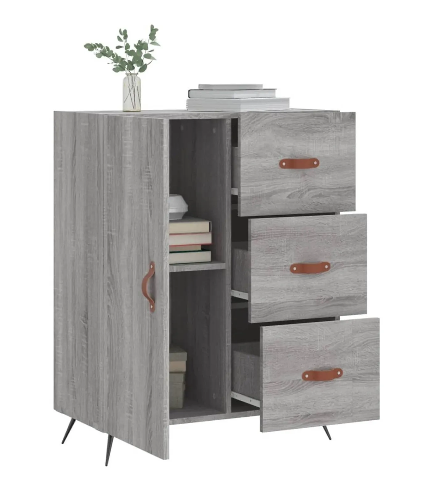 Discount Dressoir 69,5x34x90 cm bewerkt hout grijs sonoma eikenkleurig Meubels