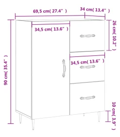 Clearance Dressoir 69,5x34x90 cm bewerkt hout gerookt eikenkleurig Meubels