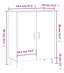 New Dressoir 69,5x34x90 cm bewerkt hout betongrijs Meubels