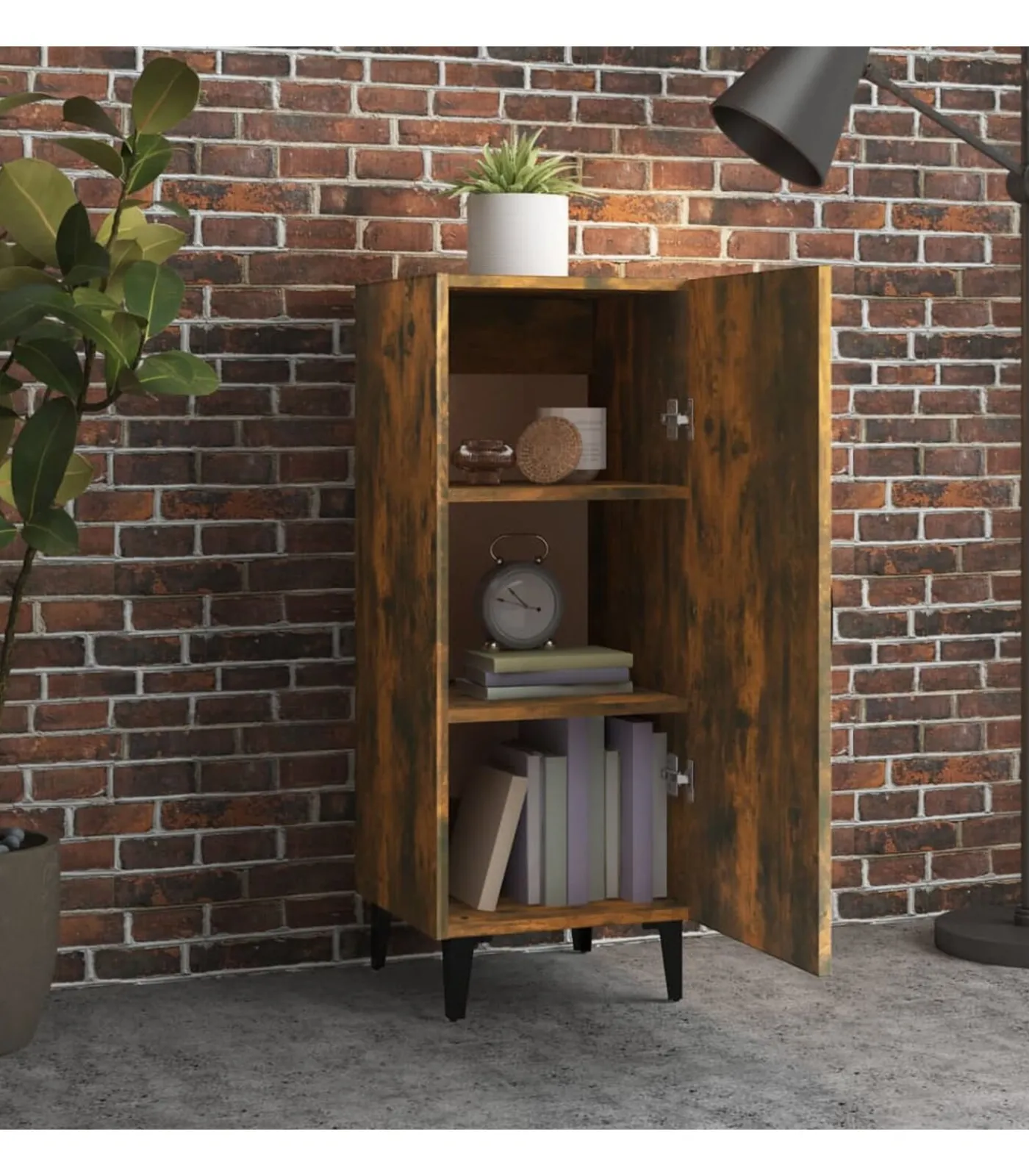 Dressoir 34,5x34x90 cm bewerkt hout gerookt eikenkleurig Meubels