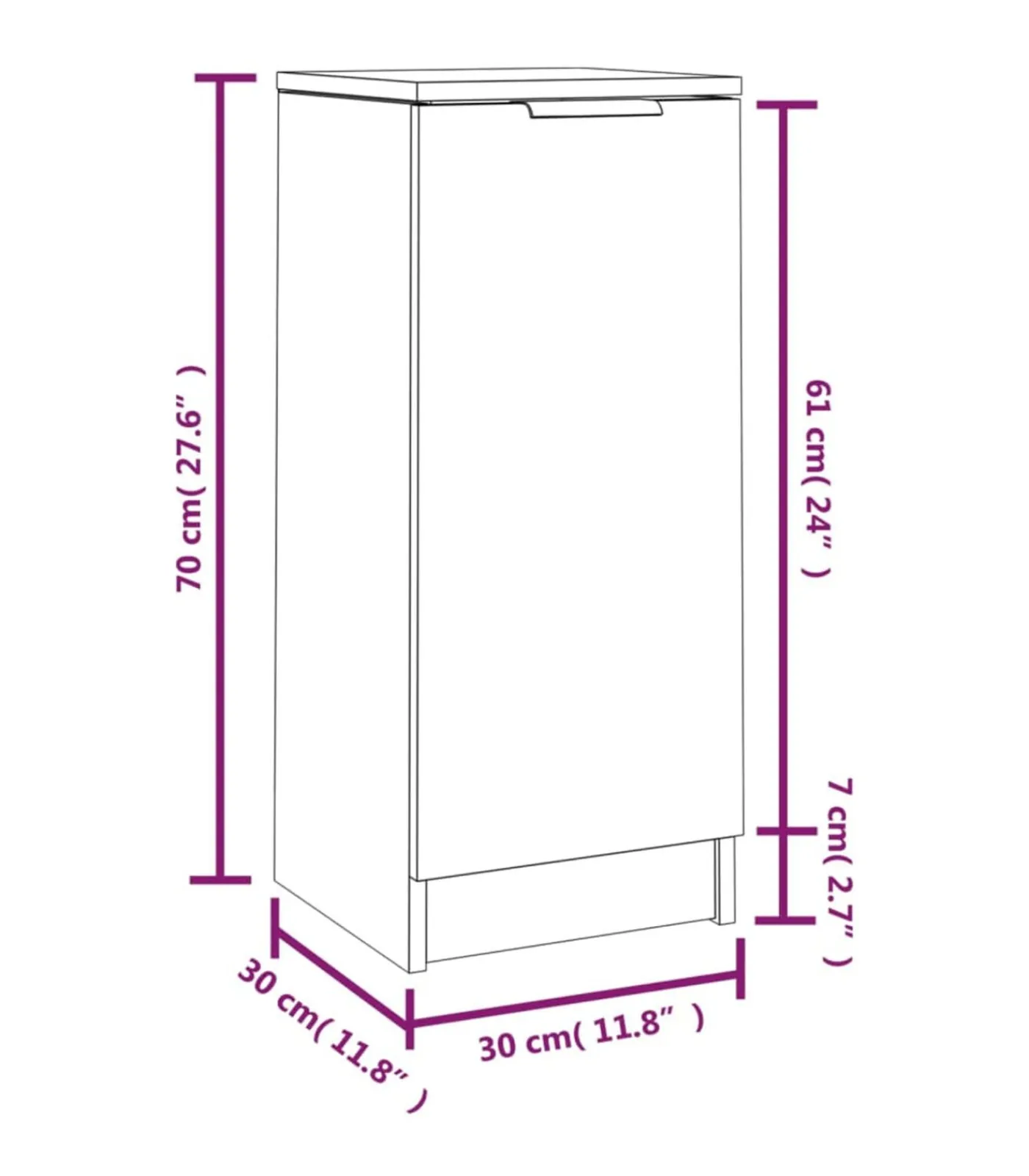 Sale Dressoir 30x30x70 cm bewerkt hout bruin eikenkleur Meubels