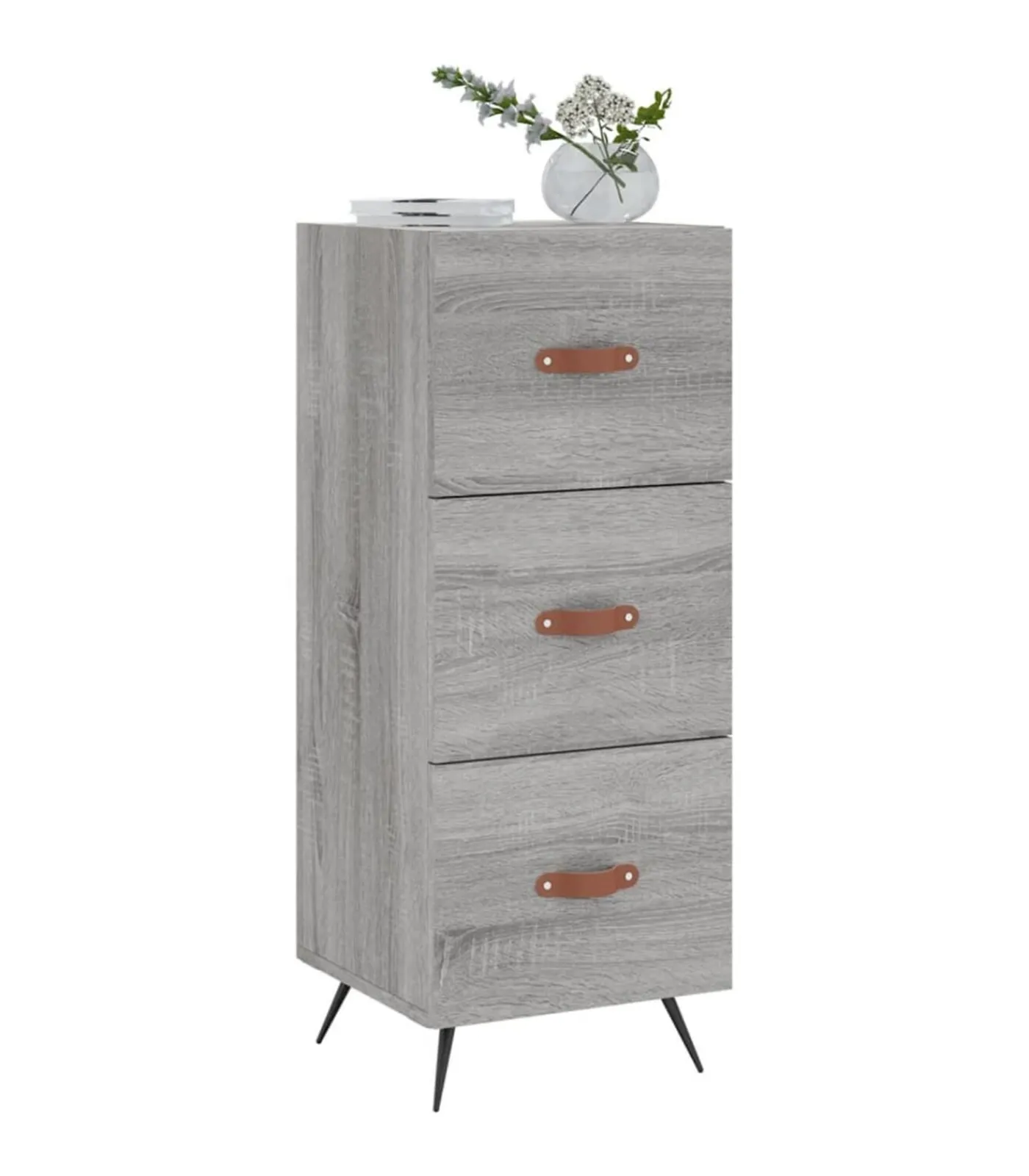 Outlet Dressoir 34,5x34x90 cm bewerkt hout grijs sonoma eikenkleurig Meubels